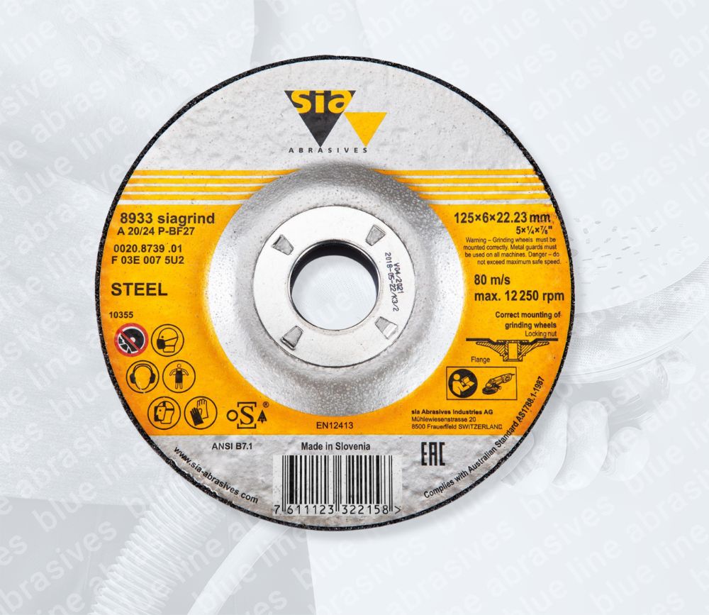 8933 siagrind Grinding Discs ø 115mm, 22.2mm Bore, X-LOCK, Steel